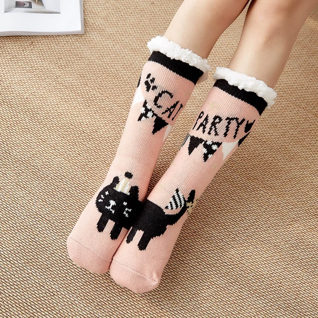 Kawaii, женские носки, Зимняя мода, аниамл, мультяшный принт, теплые носки, носки хлопковые с забавным рисунком, носки-тапочки, женские носки, Calcetines Mujer