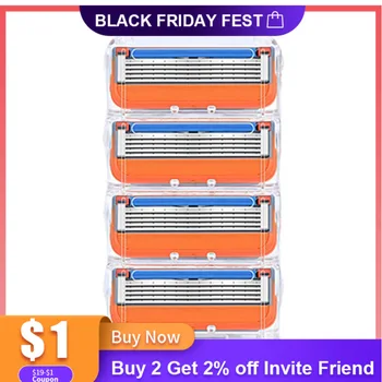 

Shaving Razor Blades For Gillette Fusion 5 Holder Replacement Heads Face Shaver Cassettes 5 Layers Stainless Steel Blade For Men