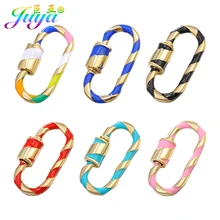 Juya 4pcs/Lot Lockets Wholesale DIY Enamel Carabiner Screw Lock Clasp Accessory For Handmade Mesh Chains Pendant Jewelry Making