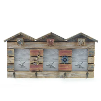 

Creative Solid Wood Frame Hook Antique Creative Home Wall Hanging Mediterranean Style Wooden Crafts Home Decoration Furnishing