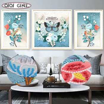 

Diamond Painting Butterfly And flowers Picture Of Rhinestone Special Shaped Round Diamond Embroidery Animal Decoration 5D