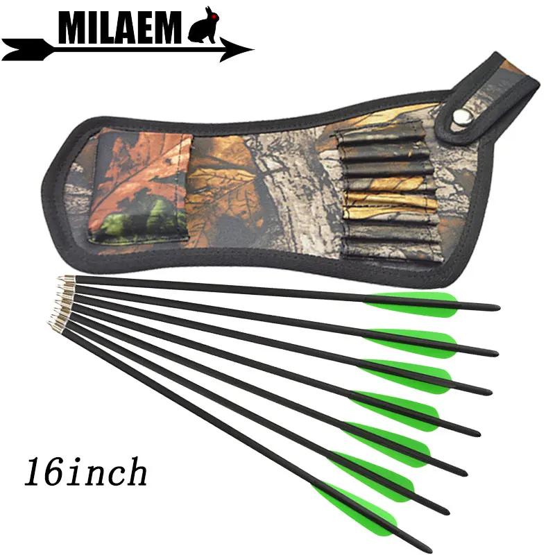 

6/12pcs16inch Archery Carbon Arrow Crossbow Bolts Arrows With Arrow Quiver 4inch Vanes Compound Recurve Shooting Accessories