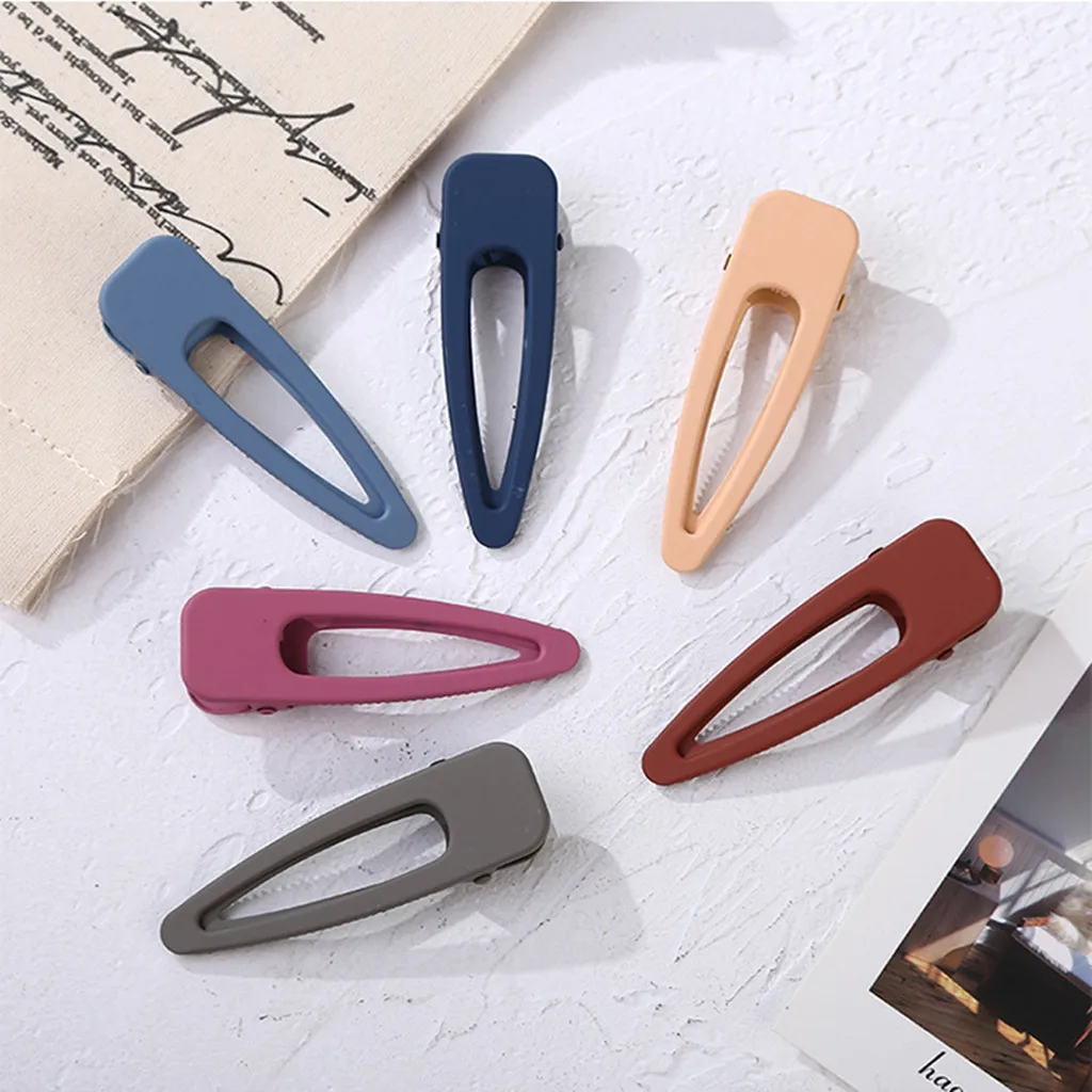 

Vintage Elegant Frosted Hollow Geometric Duckbill Clip Hairpin Ladies Candy color ins new back head clip accesorios mujer 05*