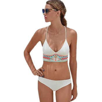 

Sexy Push Up Bikini Set Halter Bathing Suit Swimwear Women 2019 Brazilian Bikini Women Swimsuit Plus Size White Swimming Suit