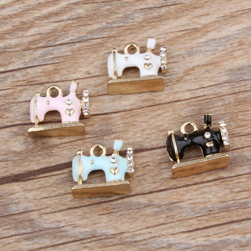 

10pcs Enamel Sewing Machine Pendant Metal Charms for Necklace Bracelet Earring Diy Jewelry Making Accessories Keychain Findings