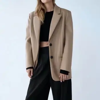 

Women Pu Leather Blazer Autumn 2020 New Fashion Long Sleeve Coat Modern Lady Casual Suit Top