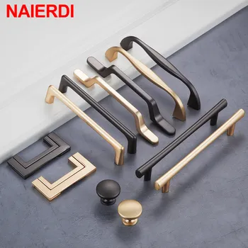 

NAIERDI European Pearl Gray Gold Cabinet Handle Zinc Alloy Straight Handle Drawer knob Kitchen Cupboard Pulls Furniture Hardware