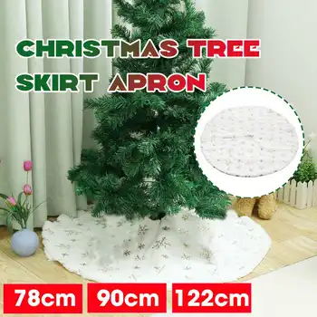 

78/90/122cm Gold Snowflake Christmas Tree Skirt Round Floor Mat Aprons Christmas Tree Carpet Christmas Decorations for New Year
