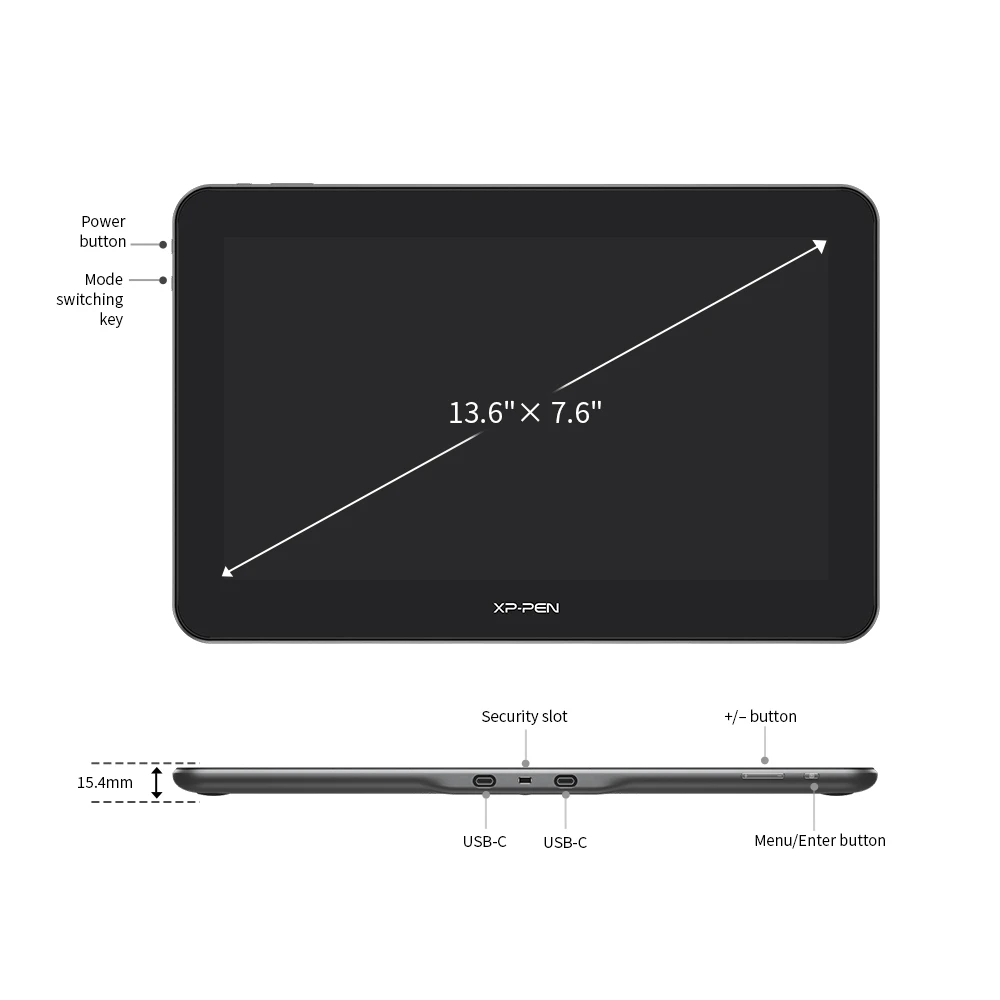 XPPen Artist Pro 16TP 4K Ultra HD Graphic Monitor High Resolution 15.6 Inch Drawing Display Multi-touch Support Windows MacOS 2