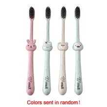 Портативный уход за полостью рта, Разлагаемый бамбуковый уголь, мультяшный рисунок, практичная Эргономичная Детская зубная щетка, аксессуары, случайный цвет