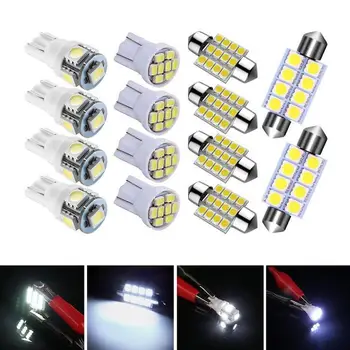 

14pcs/lot Car Interior Xenon White Led Light Kit Auto Map Dome Door Lamp License Plate Turn Signal Light Car Lights Accessories