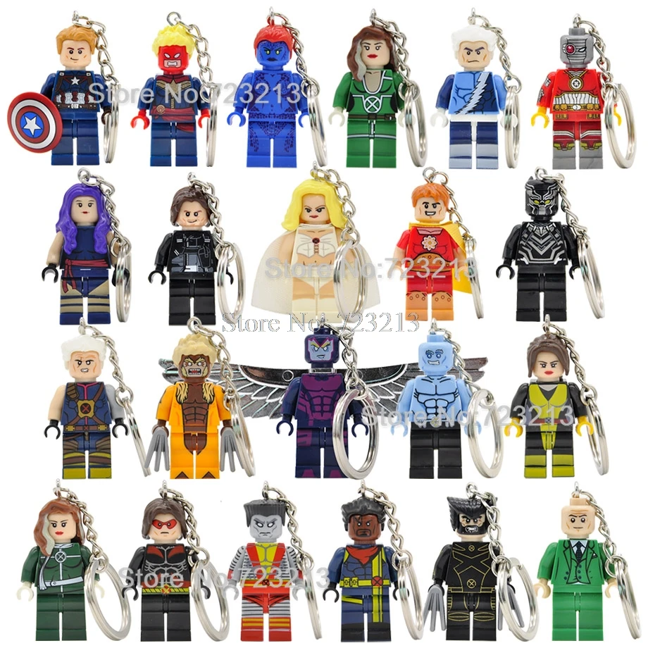 

Super Hero X-Men Cable Rogue Figure Keychain Emma Grace Frost Bishop Iceman Archangel Building Blocks Set Toys Legoing