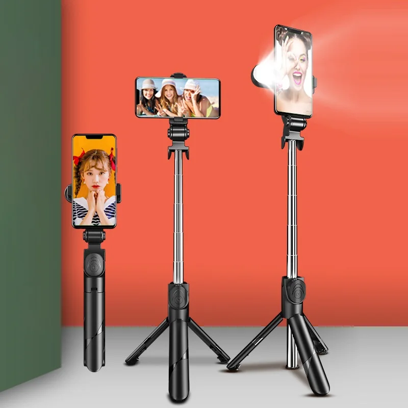 New 3 In 1 Bluetooth Selfie Stick Tripod Extendable Monopod with Bluetooth Shutter Led Light For smartphone