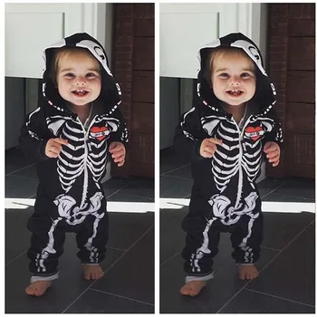 

2019 new baby Halloween skull long sleeve jumpsuit cotton baby robes cosplay Halloween costume romper children party clothes