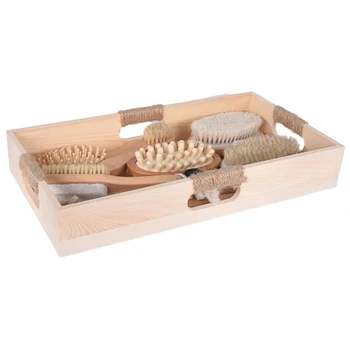 

7pcs Cleaning Long Handle Face Brush Horse Hair Brush Massager SPA Brush Tools