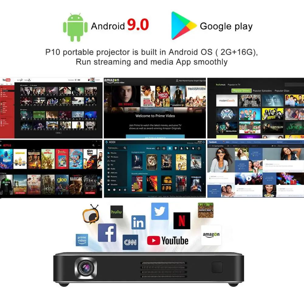 Мини проектор Vivicine P10 4K Android 9 0 Bluetooth батарея 4100 мА · ч HDMI USB| |