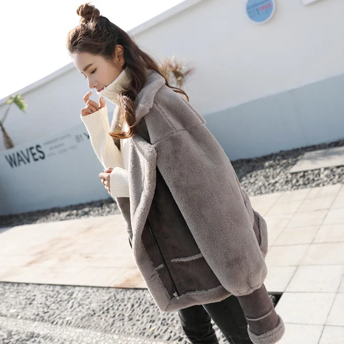 Bella philosophy Женская куртка мотоциклетная одежда женская зимняя овечья шерсть утепленная короткая куртка новая Корейская куртка - Цвет: khaki