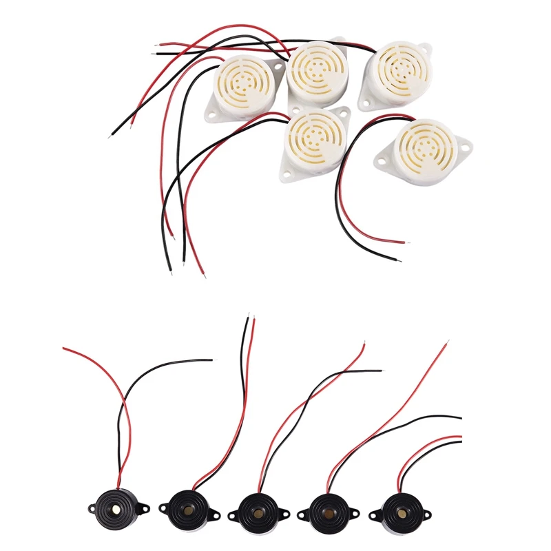 10 Pcs DC 3-24V Plastic Shell Continuous Sound Electronic Buzzer Alarm 5 Black & White | Безопасность и защита