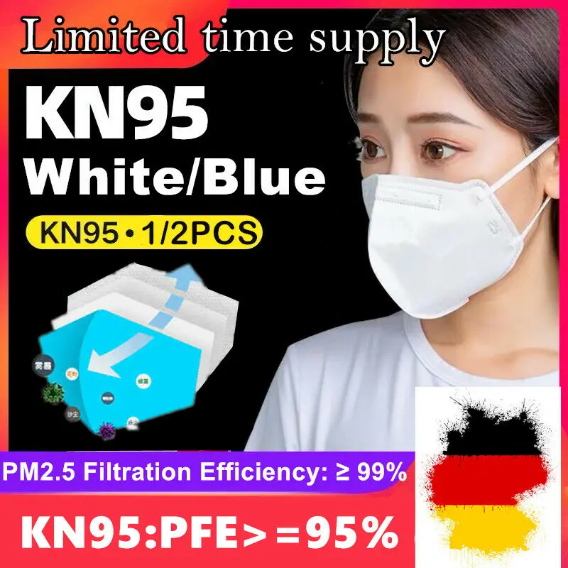 

NEW 1pcs KN95 mask white anti-haze mask anti-fog disposable mask dust-proof breathable mask N95 Mase 3 Layer Non-woven