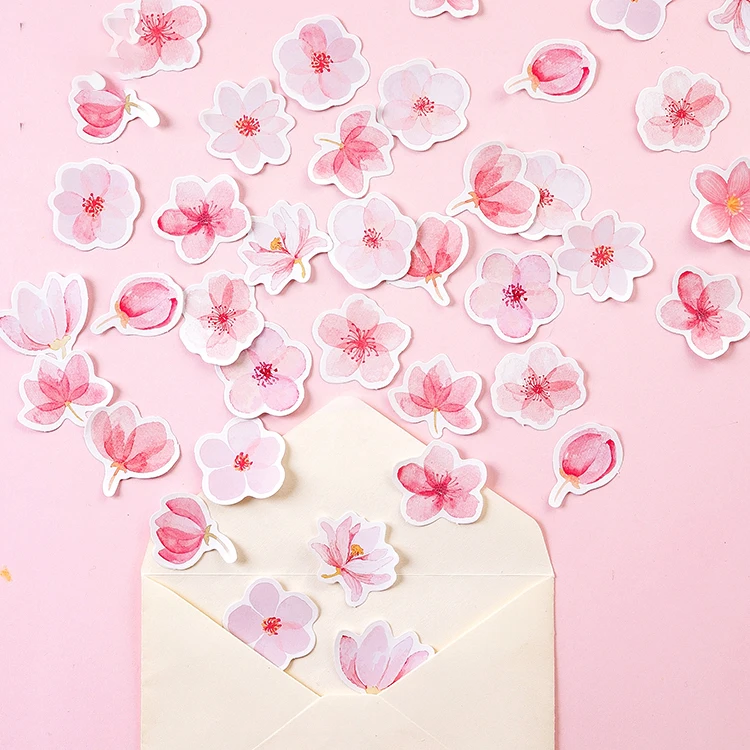 44 шт Мягкий розовый цветок вишневый цвет Дизайн Наклейка в подарок бирка DIY Подарок Украшение скрапбукинг наклейка на день рождения