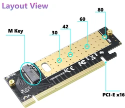 Adaptateur M.2 vers Pcie x16, carte de conversion NVMe SSD, Interface M Key, PCI Express 3.0 pour 2230 à 2280 SSD 