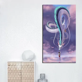 

1 Piece HD Printed Fantasy Art Cartoon Picture Spirited Away Anime Poster Large Painting on Canvas Modern Home Decor Living Room