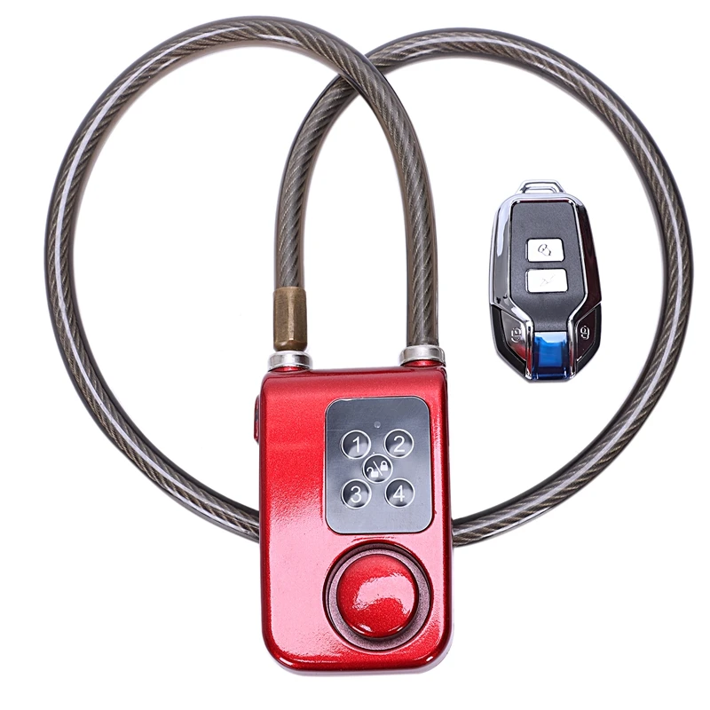 Y787R Bike Lock Anti-Theft Security Wireless Remote Control Alarm Lock 4-Digit Led - Цвет: Red