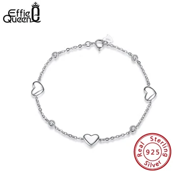 

Effie Queen 925 Sterling Silver Bracelet for Women with 3 Pieces Genuine 925 Silver Heart Charm Bracelets Party Jewelry KSB02