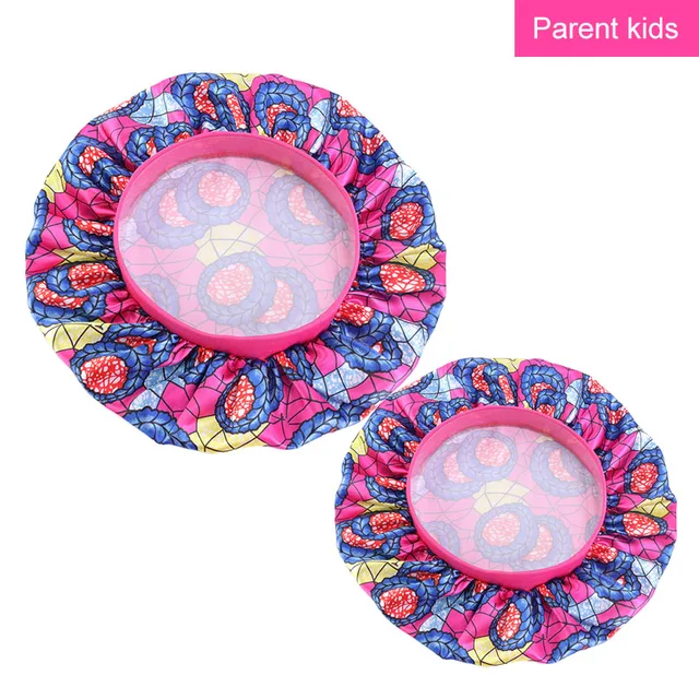 2 pcs/ set Satin Bonnet Sleep Cap Mommy and Me Girl's African Print Child Turban Hair Cover Baby Hat Hair Accessories 6