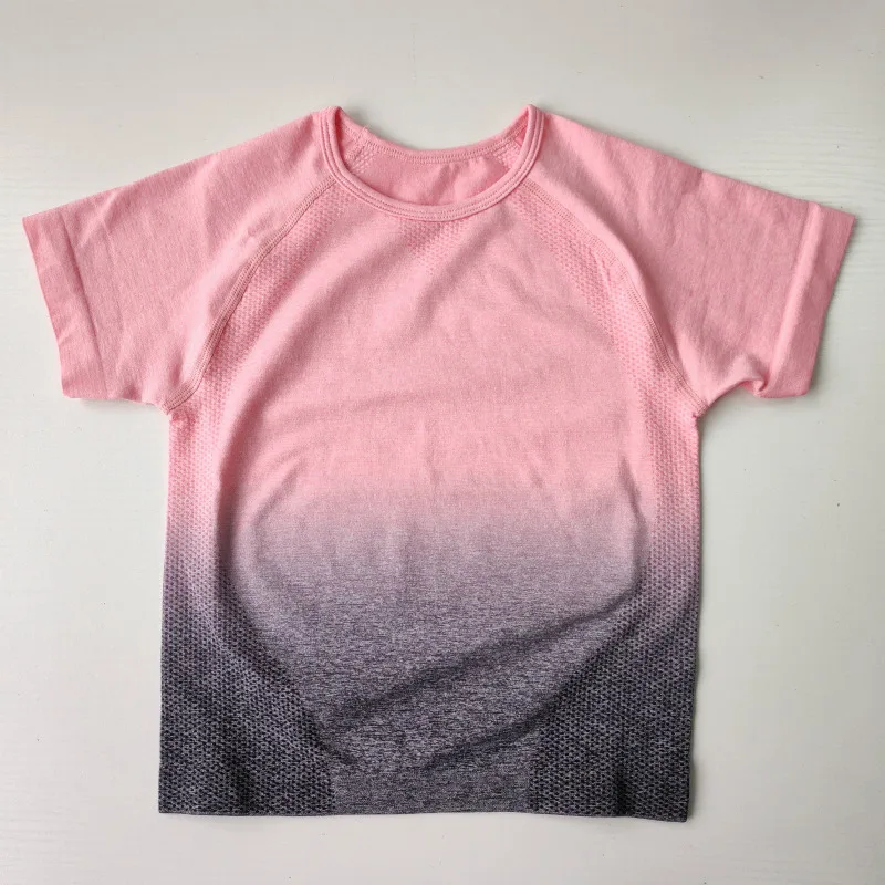 Nepoagym женский бесшовный укороченный топ с коротким рукавом, укороченный топ для спортзала, компрессионная рубашка без рукавов для занятий йогой, йогой, женская рубашка - Цвет: Dark Grey-Pink