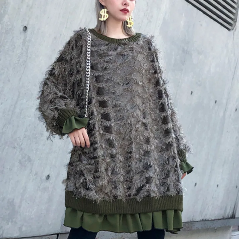 

XUXI Velvet Whiskers Women Splicing Dress Streetwear Hollow Out Mini High Waist Popular Dresses Fashion Autumn 2020 FZ3044