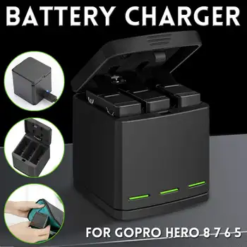 

LED Battery Charger Storage Box with 3 Slots Travel Charging Box for Gopro Hero 8 7 6 5 Sports Action Camera Accessories