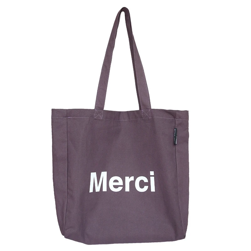 Merci Letter Print Women's Shopping Bags Large Capacity Solid