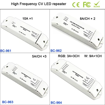 

1CH/2CH/3CH/4CH High Frequency constant voltage led power repeater,DC5-24V single color/DW/RGB/RGBW led strip light controller