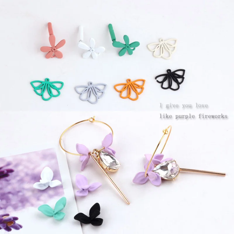 

10 pcs korea alloy drop oil spray flower butterfly Statement earrings for women material pendant fashion diy jewelry accessories