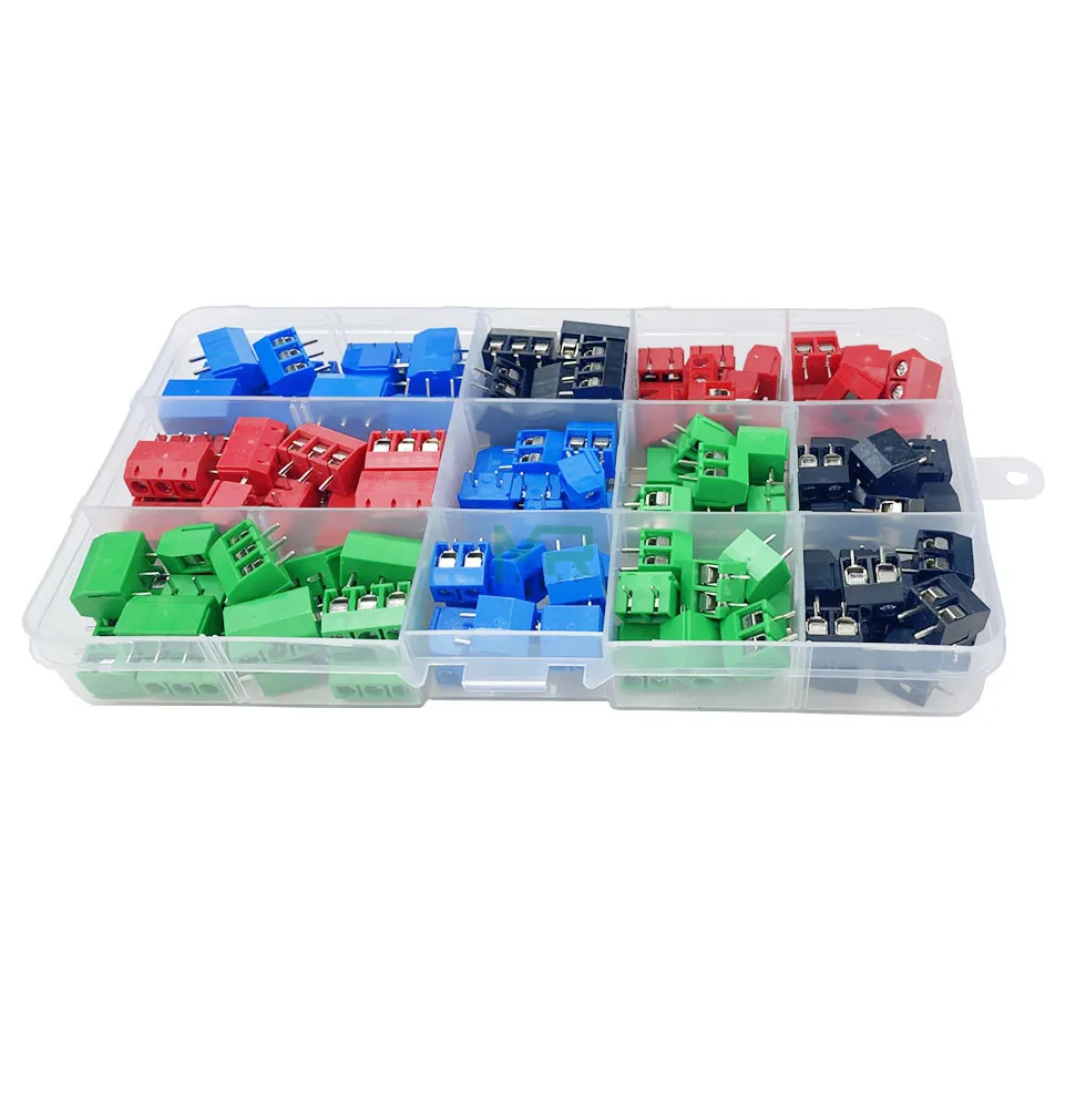 Terminal Block Terminal Connector 68/135/pcs / box KF301- 2P/3p screw 5.0mm terminal block 2 Pin 3 Pin Spliceable pcb terminal block Connector