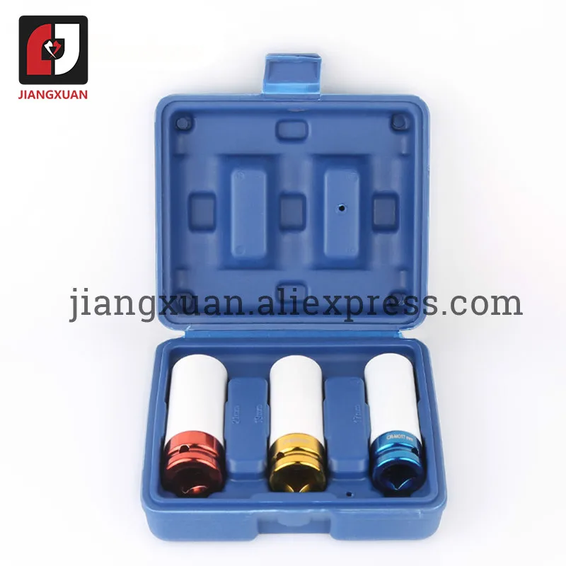 

3Pcs Socket Wrench Set 17/19/21mm Car Tire Protection Sleeve Car Sleeve Impact Socket Wheel Auto Car Repair Tools Kit