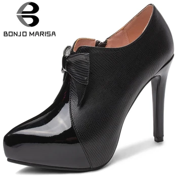 

BONJOMARISA Elegant Office Lady Pumps Zipper Black Fashion Pointed Toe Spring Pumps Women Casual Butterfly Knot Shoes Woman