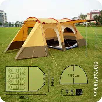 

Tent 4 seater tourist double layer camping tent with 3 entrances for holiday