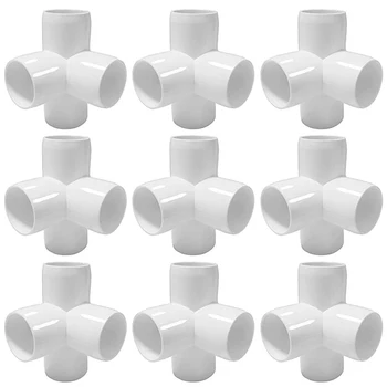 

4Way 1/2 in Tee PVC Fitting Elbow - Build Heavy Duty PVC Furniture - PVC Half Inch Elbow Fittings [Pack of 12]