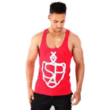 Мужская спортивная одежда для фитнеса и бега, тренировочная одежда из чистого хлопка, эластичный жилет, AliExpress