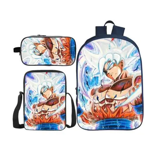 Горячая 3D печать Dragon Ball супер 3 шт./компл. Детский рюкзак через плечо детские школьные сумки Bookbag для мальчиков и девочек