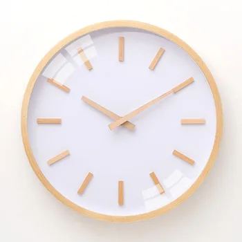 

Solid wood clock living room ultra-quiet clock original wooden wall clock creative atmospheric trend Nordic modern minimalist