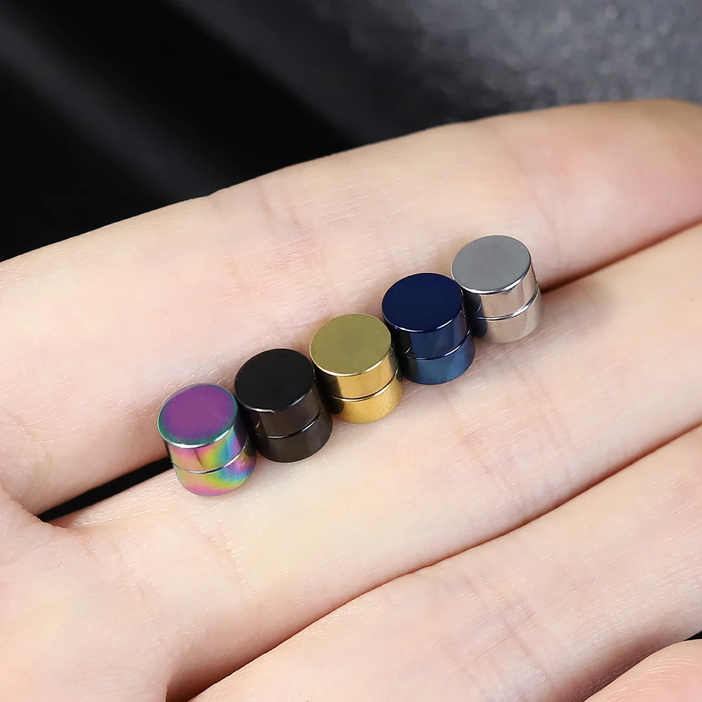 2pcs Punk Mens Strong Magnetic Stainless Steel Ear Stud Set Non Piercing Earrings Fake Earrings Gift Boyfriend Lover Jewelry ear clip earrings clip earrings ear clip stud earrings magnetic earrings ear accessories