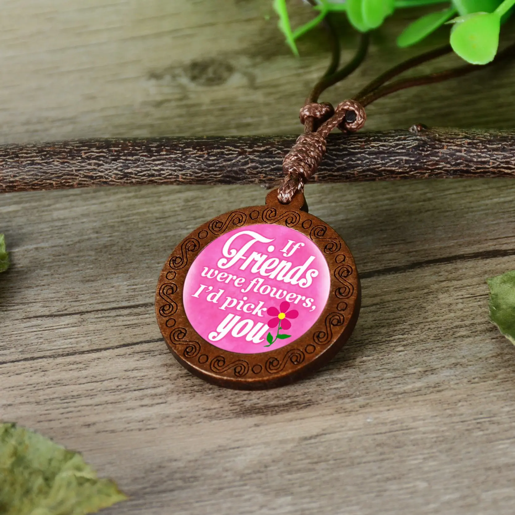 Bible Verse Friendship Theme Wood Pendant Necklace Glass Dome Cabochon Chain Statement Gift for Friend | Украшения и аксессуары