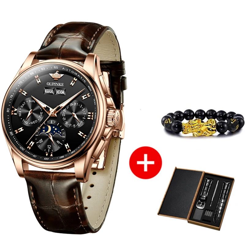 OUPINKE Men luxury watch For Man men's Top Brand Mechanical Wrist Watches Sapphire Glass Waterproof Automatic Watch Men Gift Set 