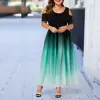 Summer Dress Women 2022 Elegant Sexy Off Shoulder Gradient Color Ball Gown Maxi Dresses Casual Plus Size Slim Long Party Dress ► Photo 3/6