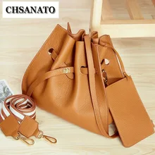 CHSANATO 2 ремни женские сумки из натуральной кожи через плечо плечевая сумка-мешок женские дорожные сумки-мессенджеры для женщин