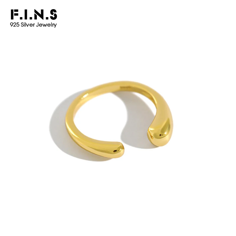 

F.I.N.S Two-tone 925 Silver Rings for Women Trendy Simple New Design Waterdrop Open Sterling Silver Rings Fine Jewelry for Women