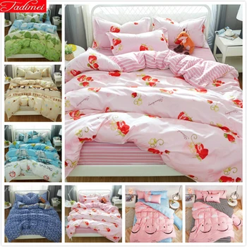 

Pink Strawberry Duvet Cover 3/4 pcs Bedding Sets Adult Kids Child Soft Bed Linens Single Full Double Queen King Size Bedspreads